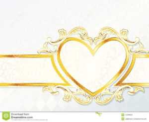 Horizontal Rococo Wedding Banner With Heart Emblem Stock in Wedding Banner Design Templates