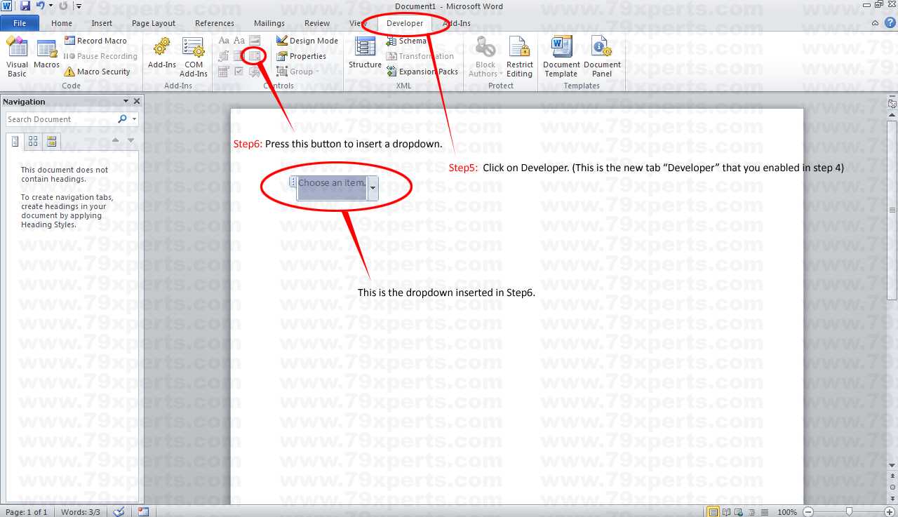 How To Add Drop Down Menu In Microsoft Word 2010? Intended For Word 2010 Templates And Add Ins
