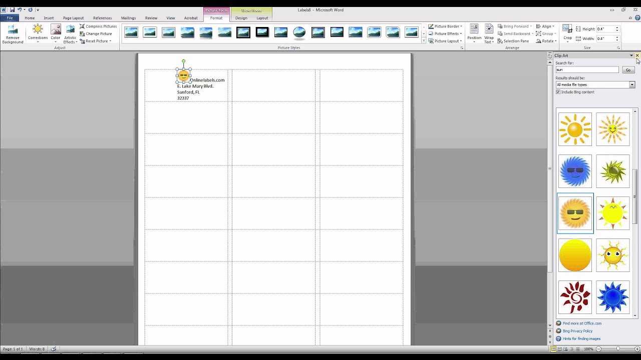 How To Add Images And Text To Label Templates In Microsoft Word In Microsoft Word Sticker Label Template