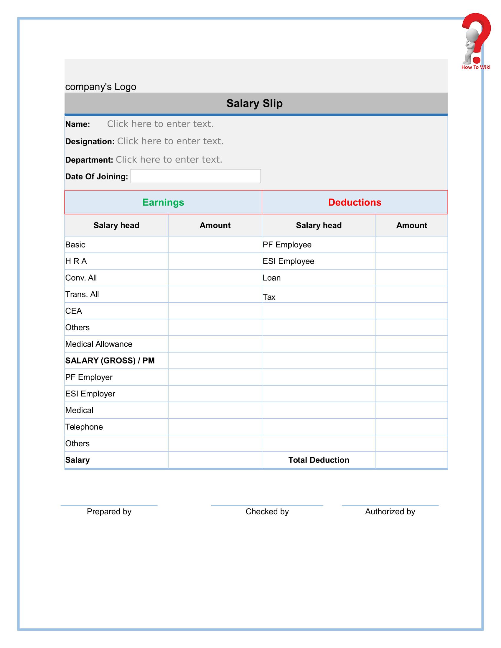 How To Create A Free Payslip Template In Excel, Pdf, Word Regarding Blank Payslip Template