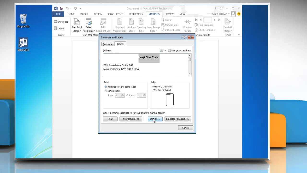 How To Create And Print Mailing Labels On Microsoft® Word 2013 For How To Create A Template In Word 2013
