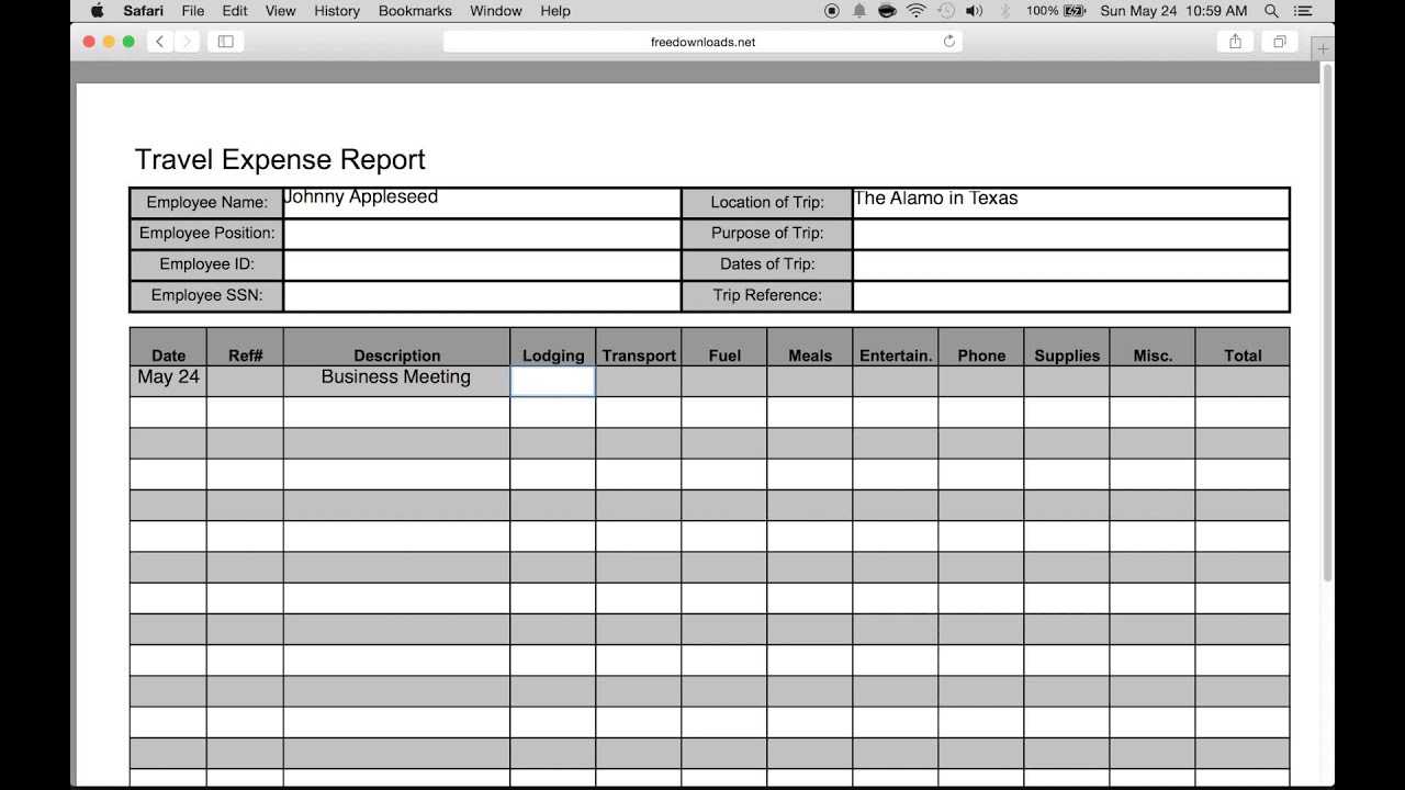 How To Fill In A Free Travel Expense Report | Pdf | Excel Intended For Microsoft Word Expense Report Template