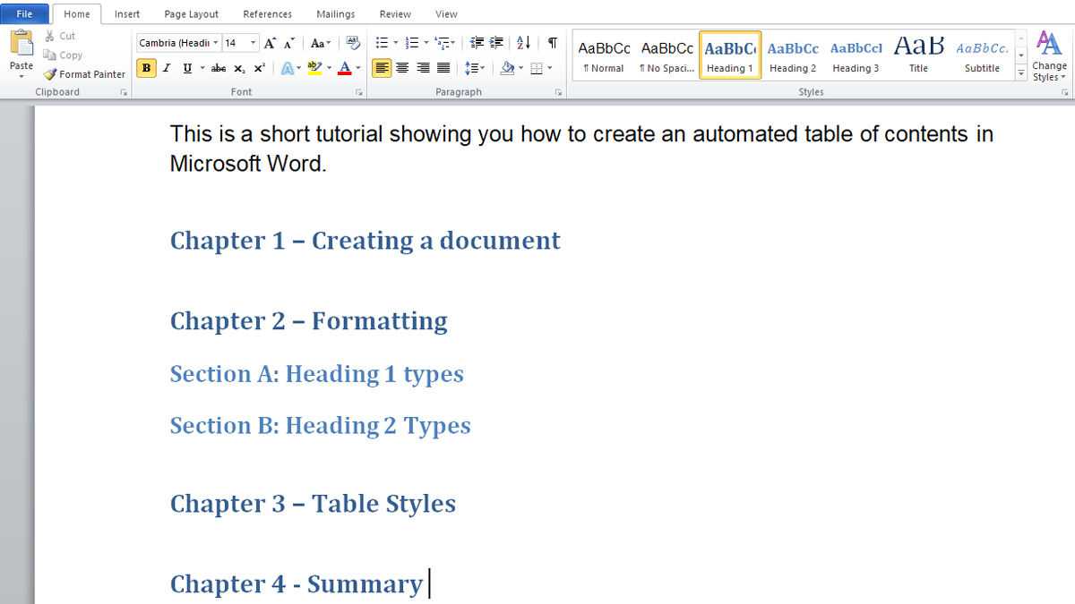 How To Make Automated Table Of Contents In Microsoft Word In Contents Page Word Template