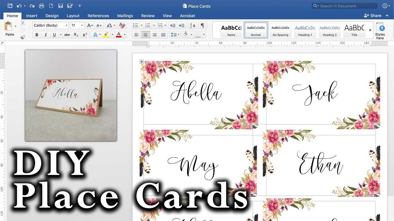 How To Make Diy Place Cards With Mail Merge In Ms Word And Adobe Illustrator With Regard To Wedding Place Card Template Free Word