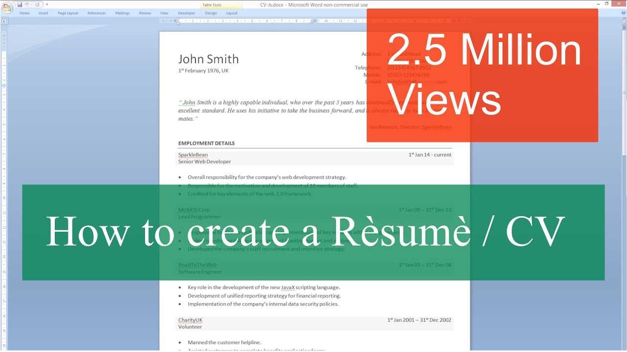 How To Write A Resume / Cv With Microsoft Word For How To Make A Cv Template On Microsoft Word