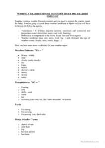 How To Write A Weather Report - English Esl Worksheets For for Kids Weather Report Template
