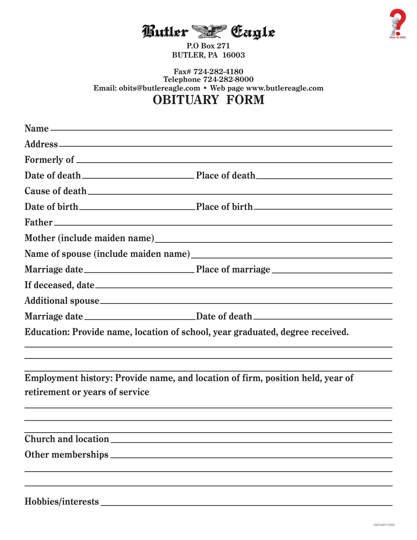 How To Write An Obituary Template In Simple Steps | How To Wiki Inside Fill In The Blank Obituary Template