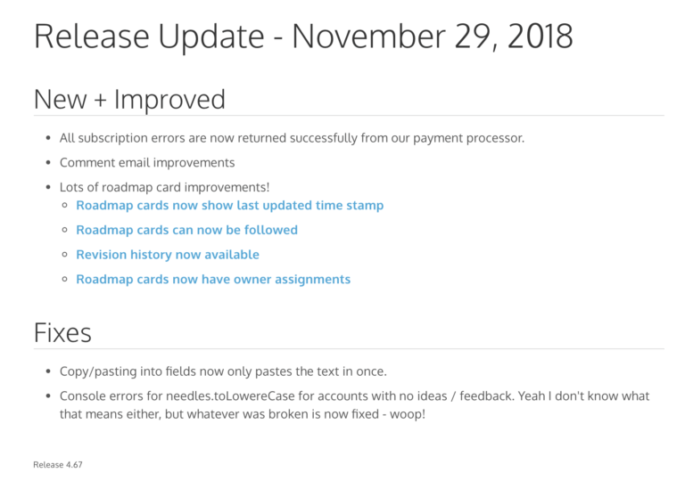 How To Write Great Release Notes Prodpad Regarding Software Release 
