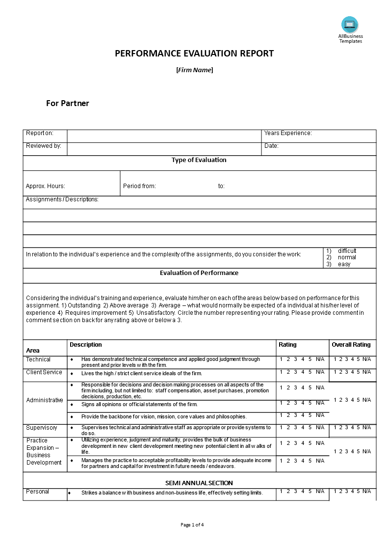Hr Performance Evaluation Report Template | Templates At With Template For Evaluation Report
