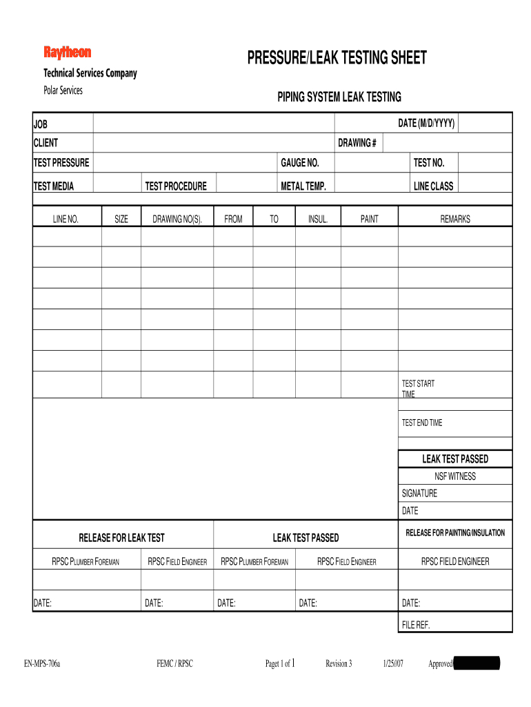 Hydro Test Form – Fill Online, Printable, Fillable, Blank Within Hydrostatic Pressure Test Report Template