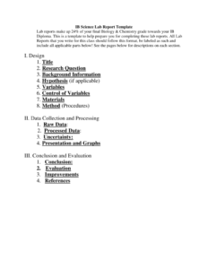 Ib Biology Lab Report Template with regard to Ib Lab Report Template