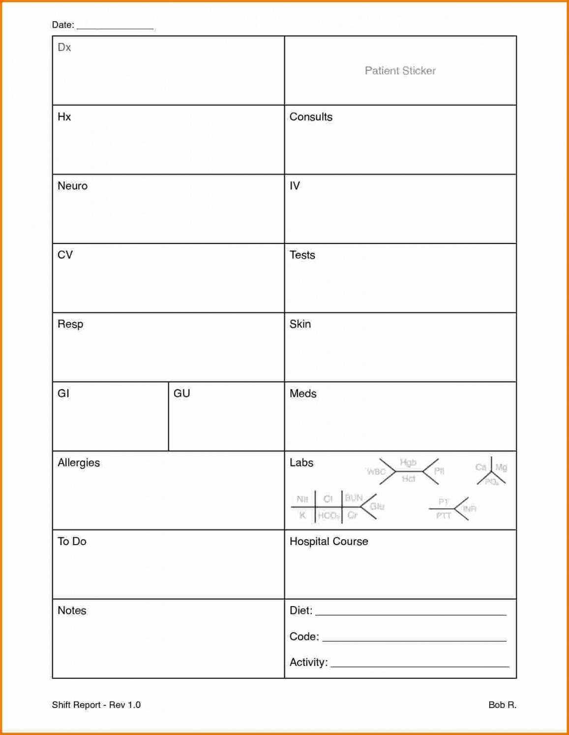 Icu Nursing Report Sheet Template Inside Nursing Report Sheet Templates