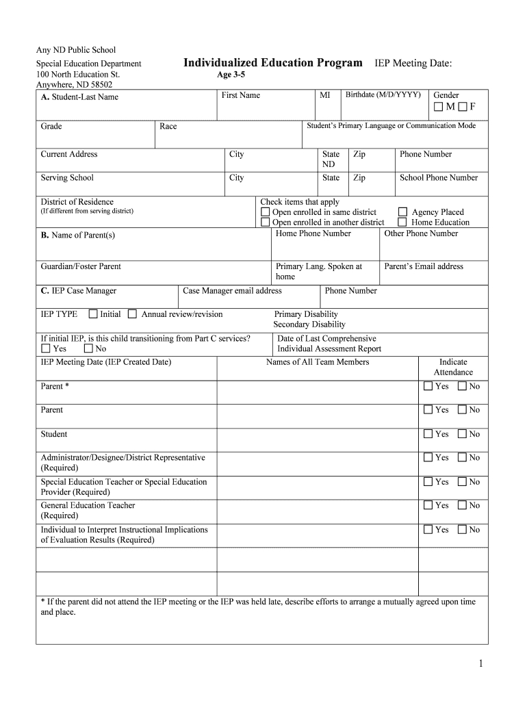Iep Templates – Fill Online, Printable, Fillable, Blank Pertaining To Blank Iep Template
