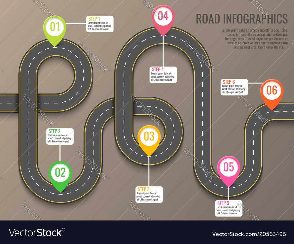 Infographics Template With Road Map Using Pointers For Blank Road Map Template