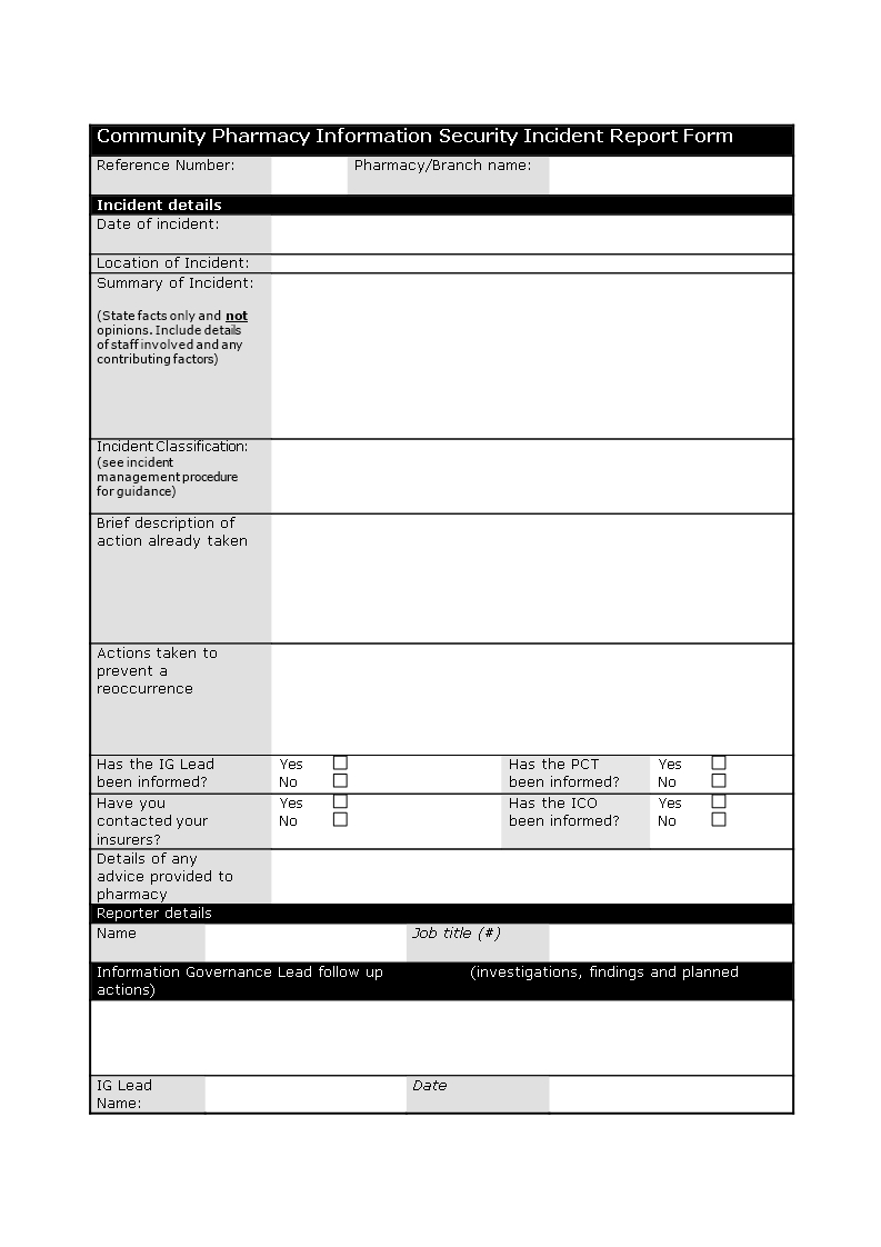 Information Security Incident Report Template | Templates At In Incident Report Template Microsoft