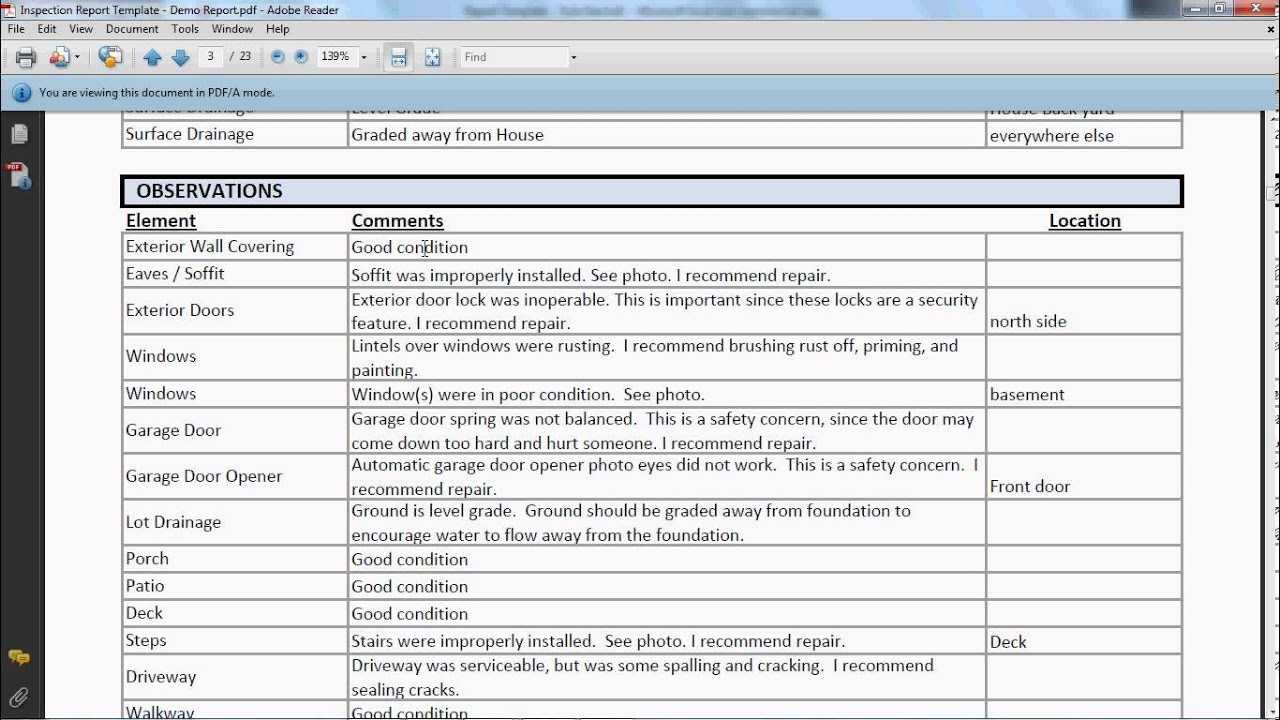 Inspection Report Template – Final Report – Youtube Intended For Drainage Report Template