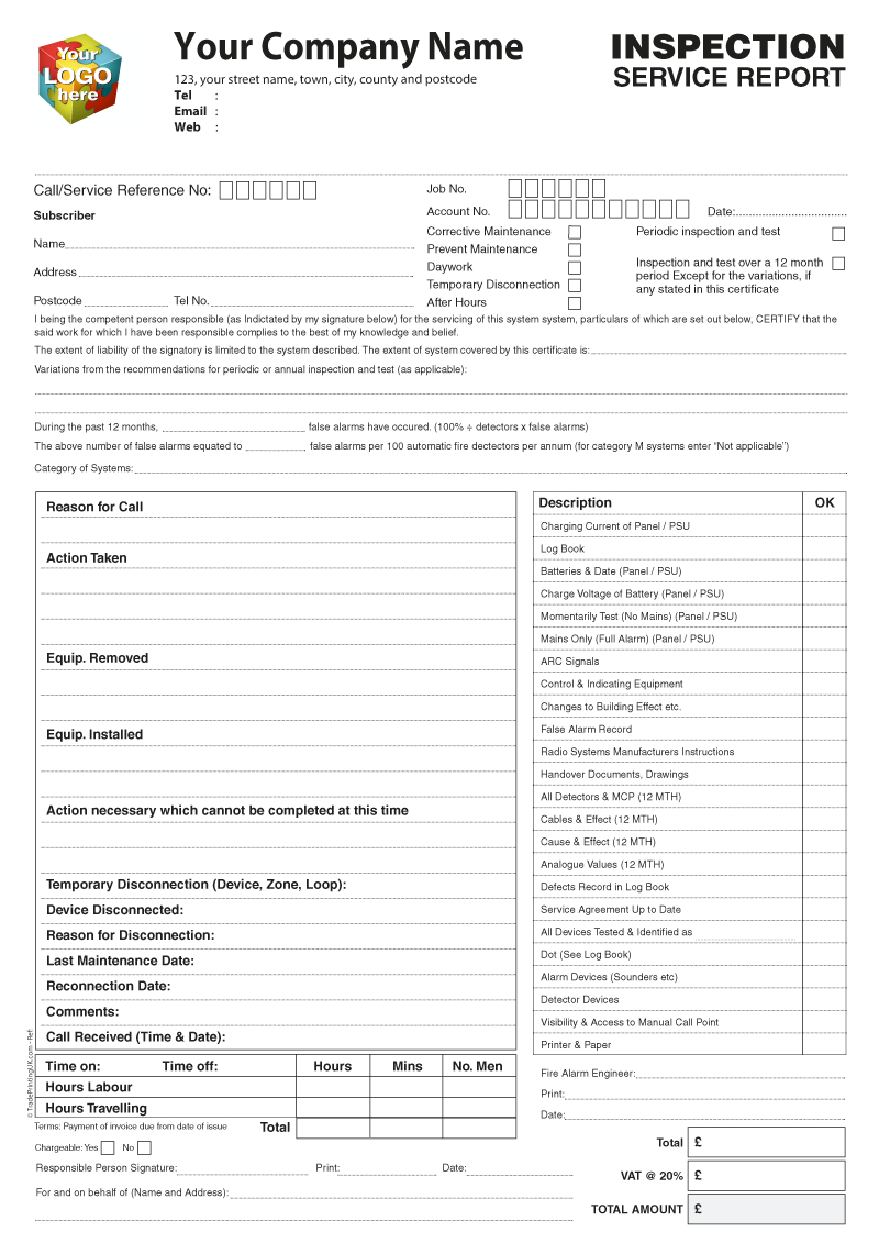 Inspection Service Report Templates For Ncr Print From £40 Inside Ncr Report Template