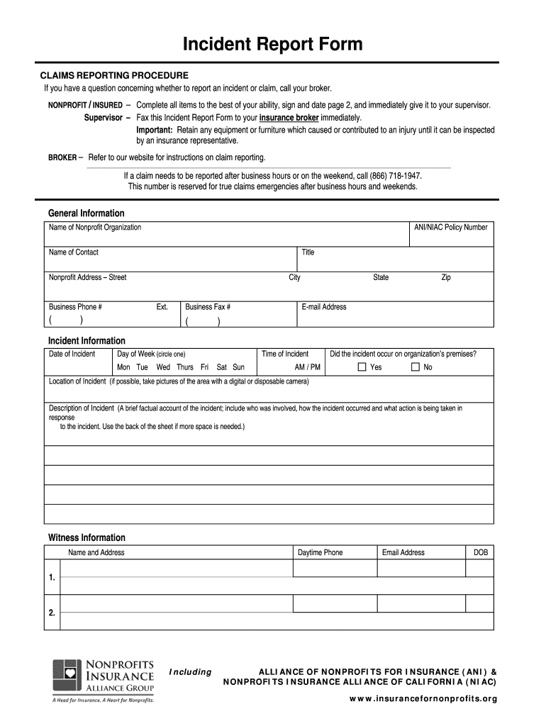 Insurance Incident Report Form – Fill Online, Printable Pertaining To Insurance Incident Report Template