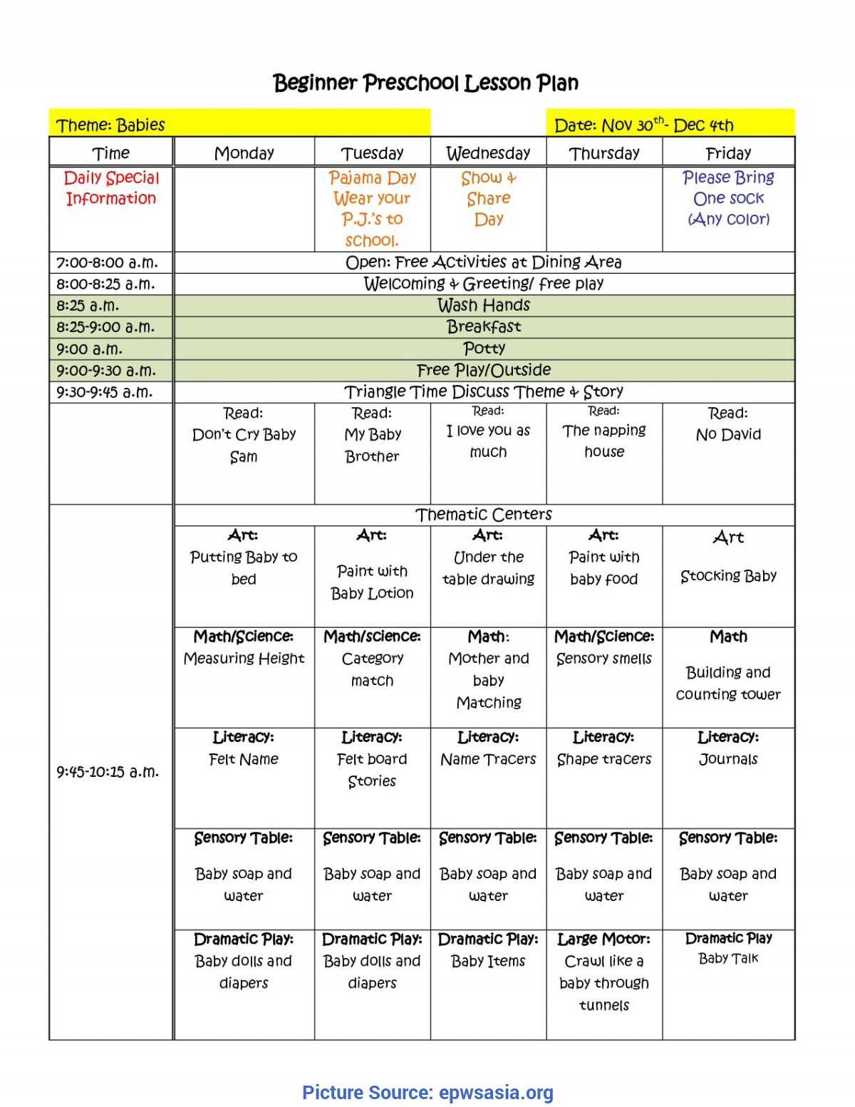 Interesting Free Printable Preschool Lesson Plans Free With Regard To Blank Preschool Lesson Plan Template