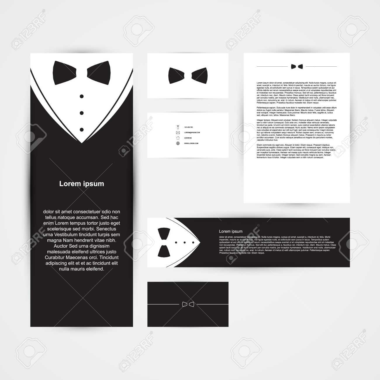 Invitation Template, Black Design With Bow Tie, Business Card, Banner,  Vector Illustration Throughout Tie Banner Template