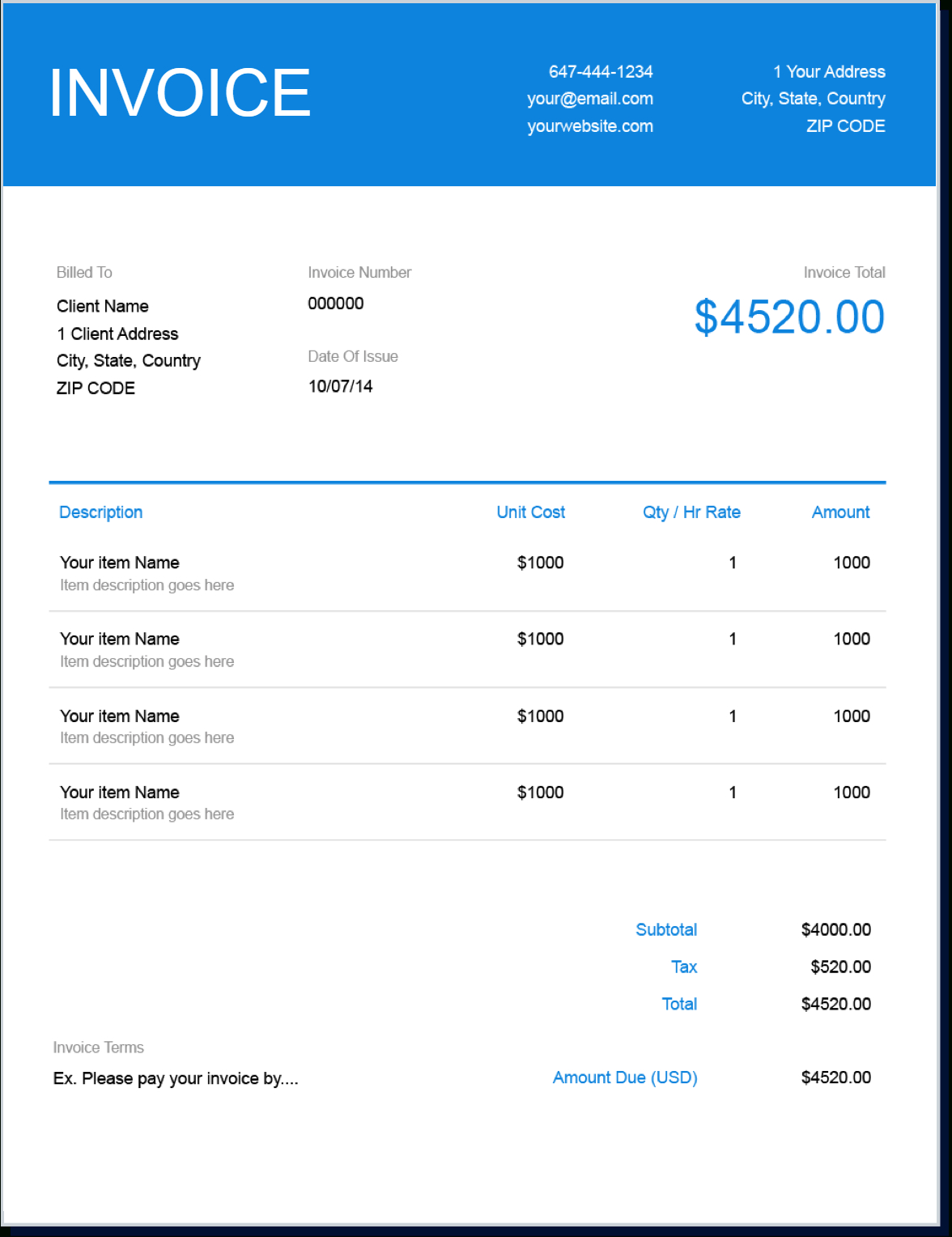 Invoice Template | Create And Send Free Invoices Instantly Pertaining To Web Design Invoice Template Word