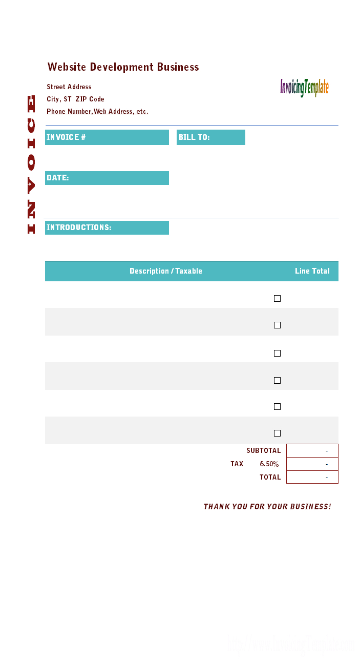 Invoice Template For Website Development – Falep.midnightpig.co With Web Design Invoice Template Word