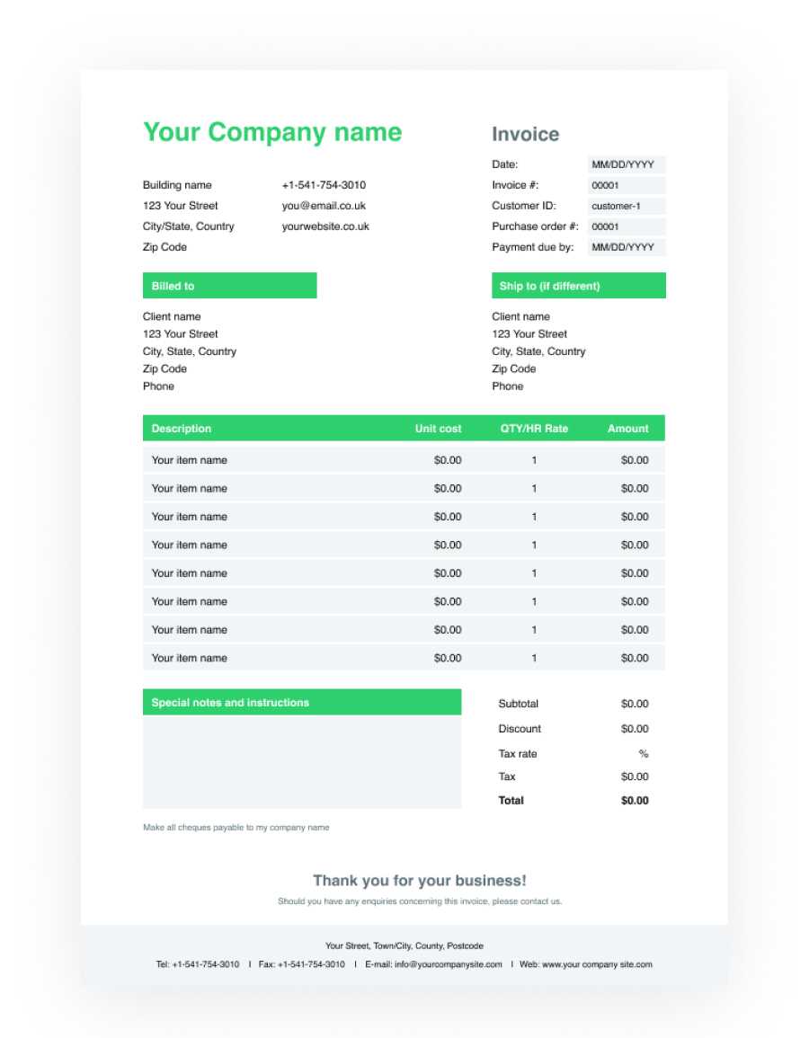 Invoice Template For Word – Free Download – Transferwise Throughout Free Printable Invoice Template Microsoft Word
