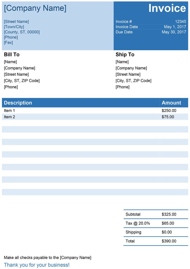 Invoice Template For Word - Free Simple Invoice With Microsoft Office Word Invoice Template