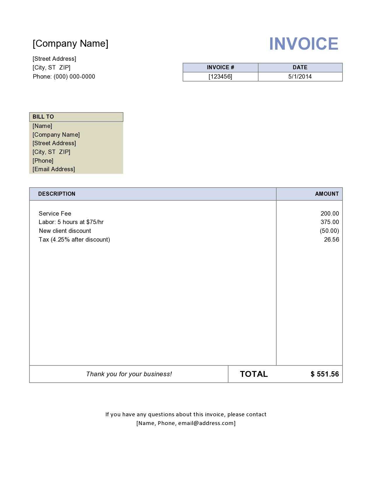 Invoice Template Free | Small Business Invoice Template Inside Free Invoice Template Word Mac