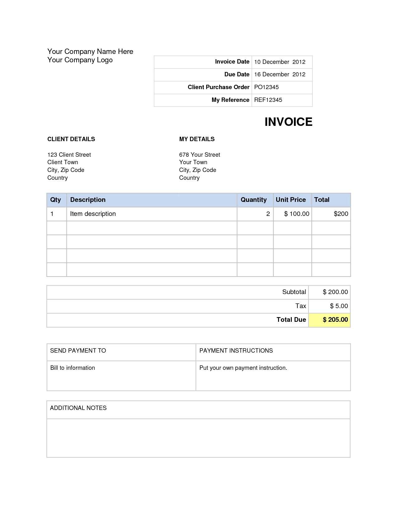 Invoice Template Word 2007 Free Download | Templates Free For Free Printable Invoice Template Microsoft Word