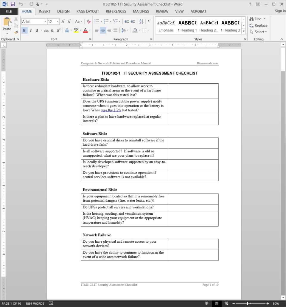 It Security Assessment Checklist Template | Itsd102 1 Intended For Security Audit Report Template