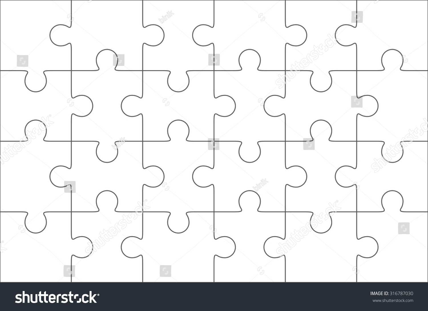Jigsaw Puzzle Blank Template 6X4 Elements | Royalty Free Throughout Blank Jigsaw Piece Template