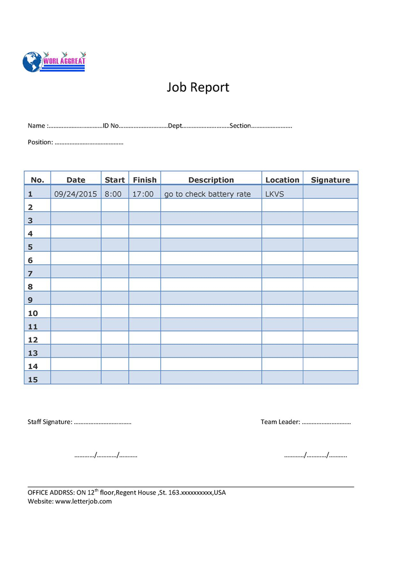 Jop Tips | 工作技巧 | 작업 팁: Daily Job Report Template With Daily Work Report Template