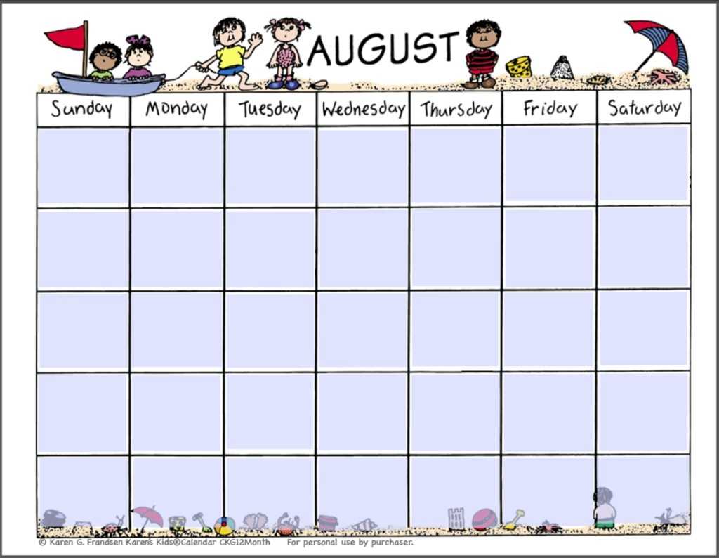 Kids Calendar Template – Falep.midnightpig.co Within Blank Calendar Template For Kids