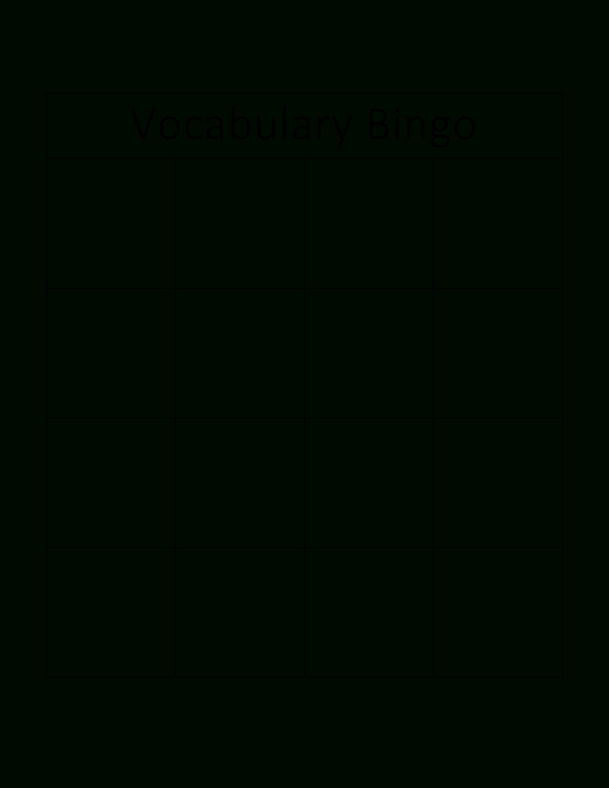Kostenloses Vocabulary Bingo Card With Blank Bingo Card Template Microsoft Word
