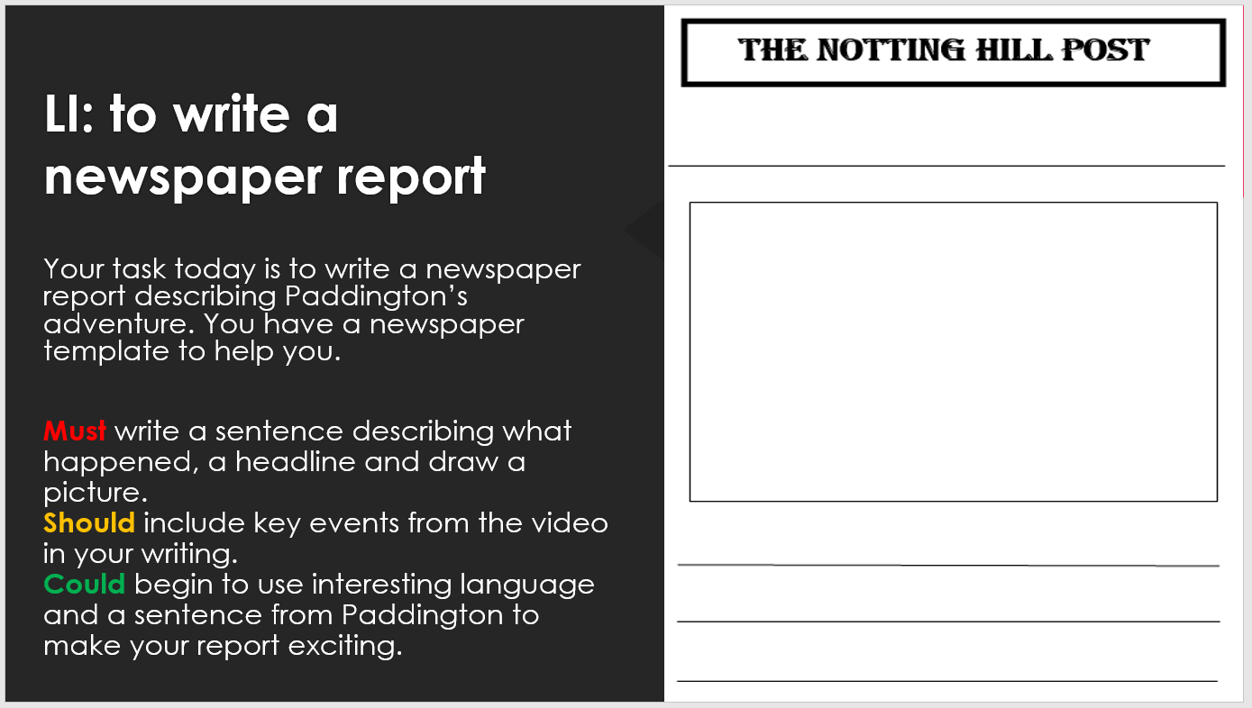 Ks1 Paddington Bear Christmas Advert Literacy Lesson – Newspaper Reports –  Lesson Planned | A Marketplace For Teaching Resources Pertaining To Report Writing Template Ks1