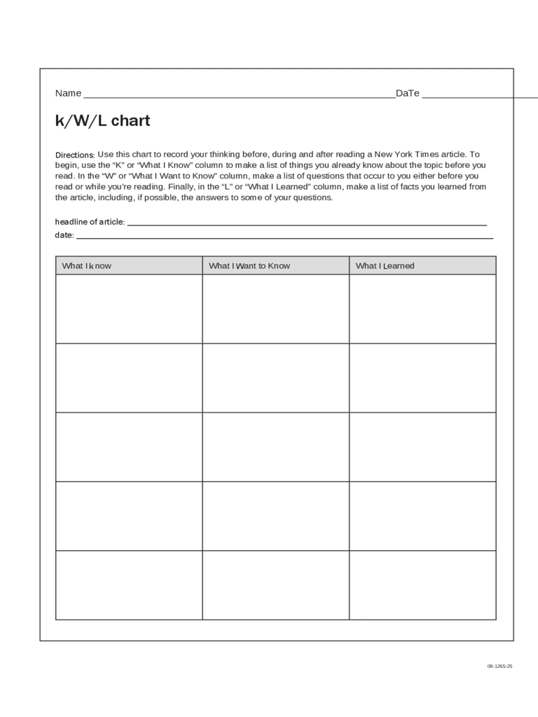 Kwl Chart – 3 Free Templates In Pdf, Word, Excel Download Pertaining To Kwl Chart Template Word Document