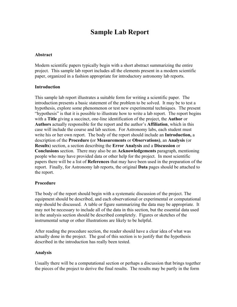 Lab Report Example – Dalep.midnightpig.co Regarding Lab Report Template Word