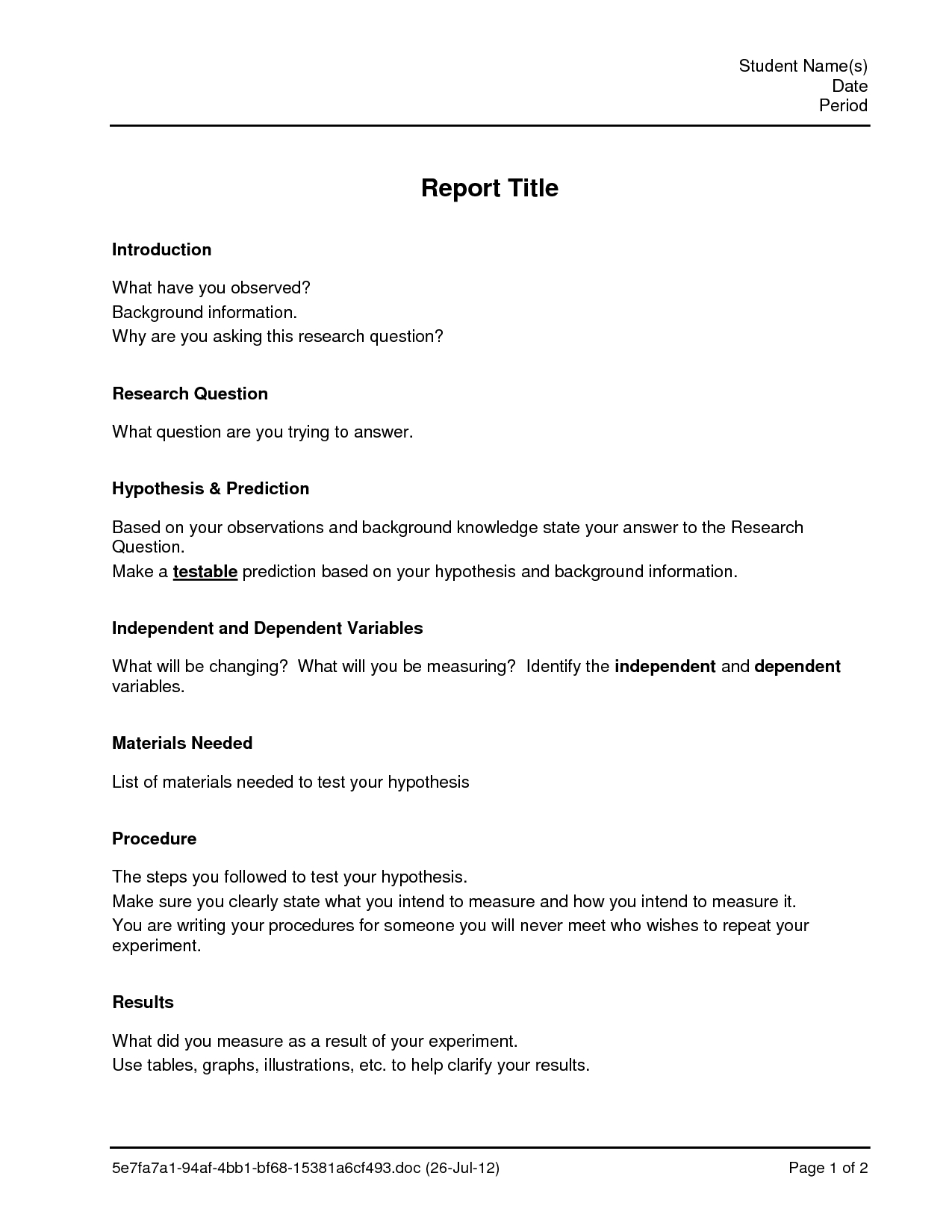 Lab Report Template | E Commercewordpress Regarding Lab Report Template Word