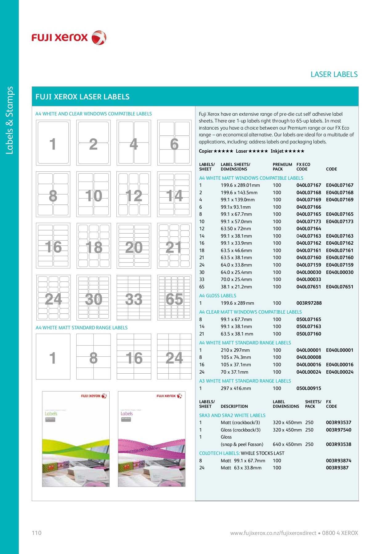 Labels & Stamps – Fuji Xerox Pages 1 – 18 – Text Version Throughout Word Label Template 16 Per Sheet A4
