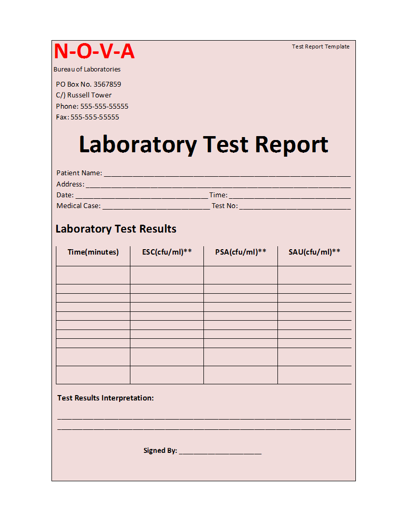 Laboratory Test Report Template Regarding Medical Report Template Free Downloads