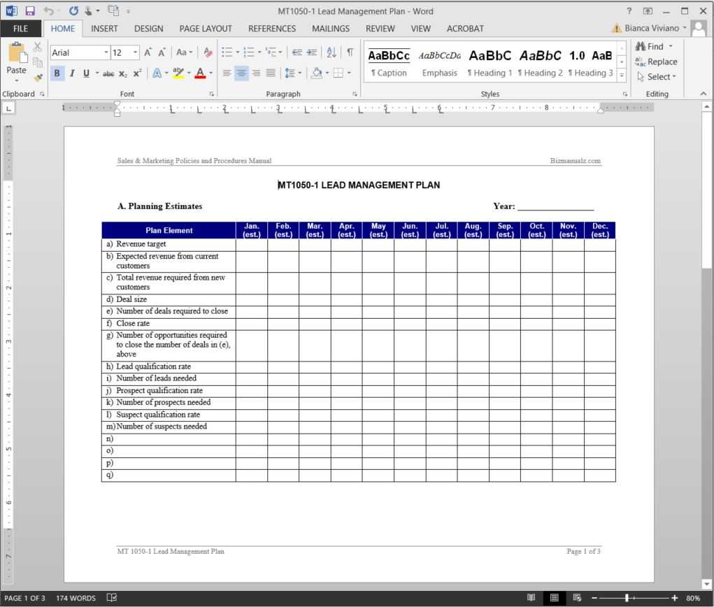 Lead Management Plan Template | Mt1050 1 Within Sales Lead Report Template