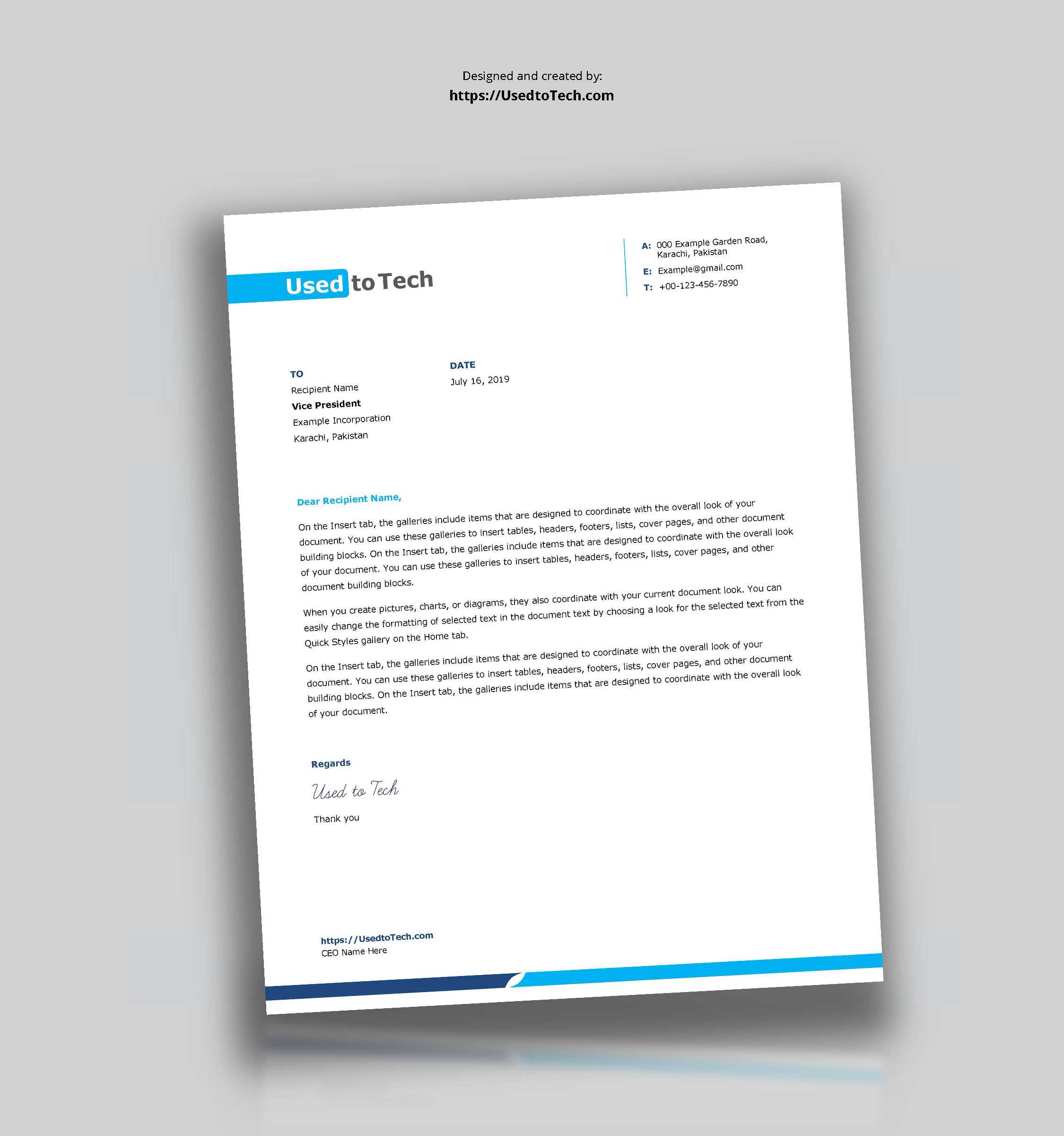 Letterhead Example – Calep.midnightpig.co In Headed Letter Template Word