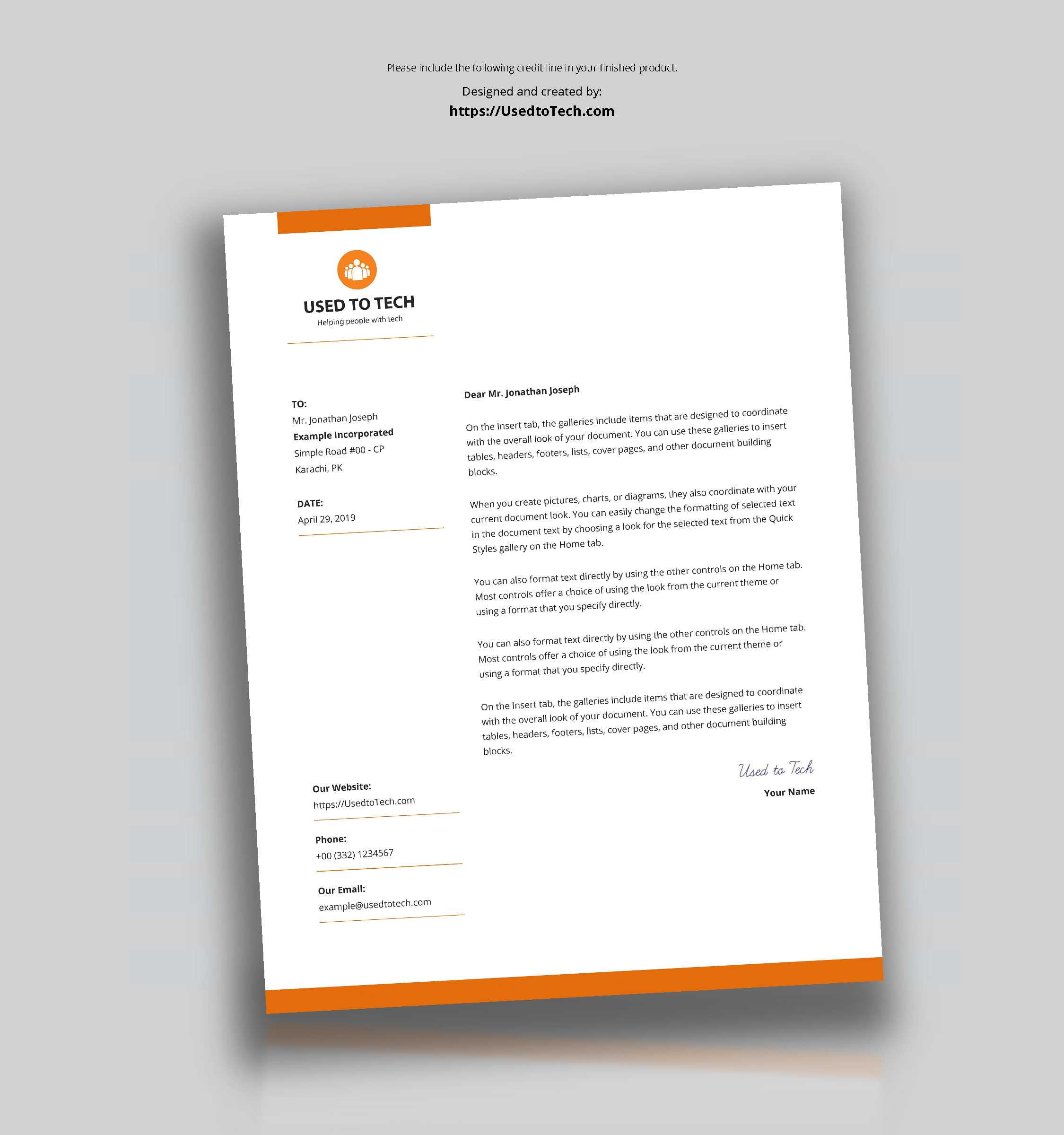 Letterhead Example – Calep.midnightpig.co Within Headed Letter Template Word
