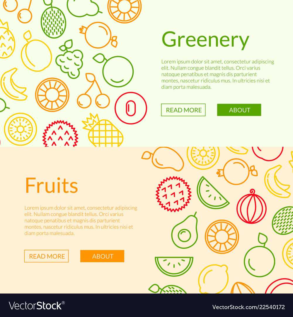 Line Fruits Icons Web Banner Templates With Website Banner Templates Free Download