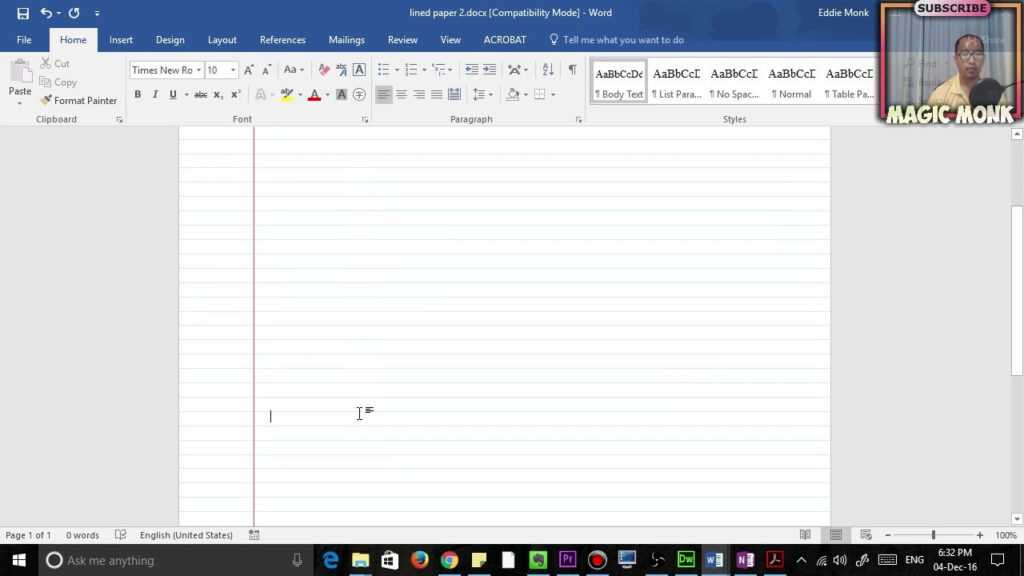 Notebook Paper Template For Word 2010