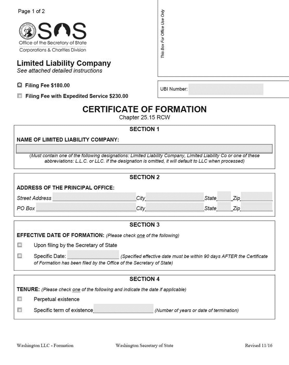 Llc Washington State – How To Start A Washington State Llc With Regard To Llc Annual Report Template