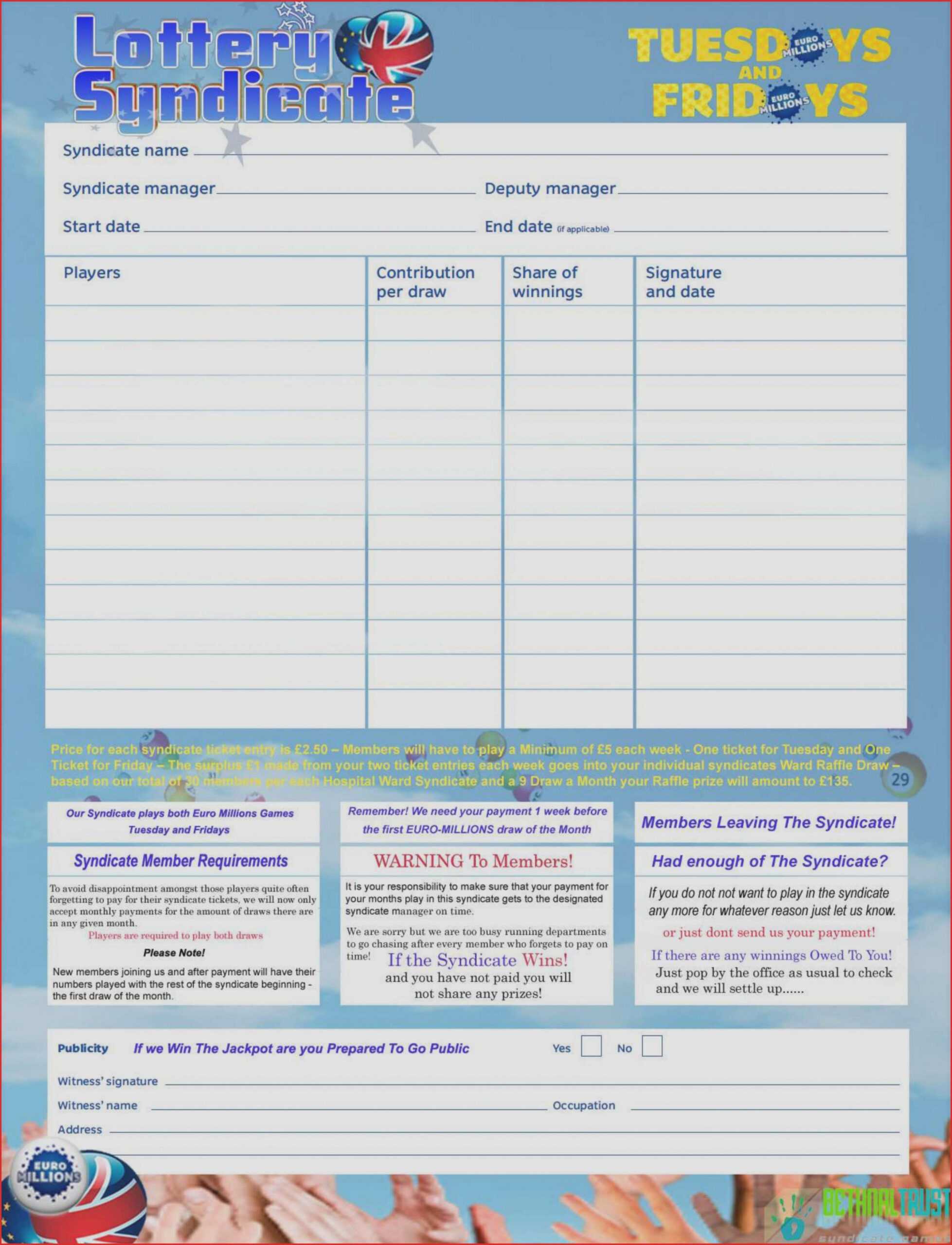 Lottery Inventory Worksheet | Printable Worksheets And Intended For Lottery Syndicate Agreement Template Word