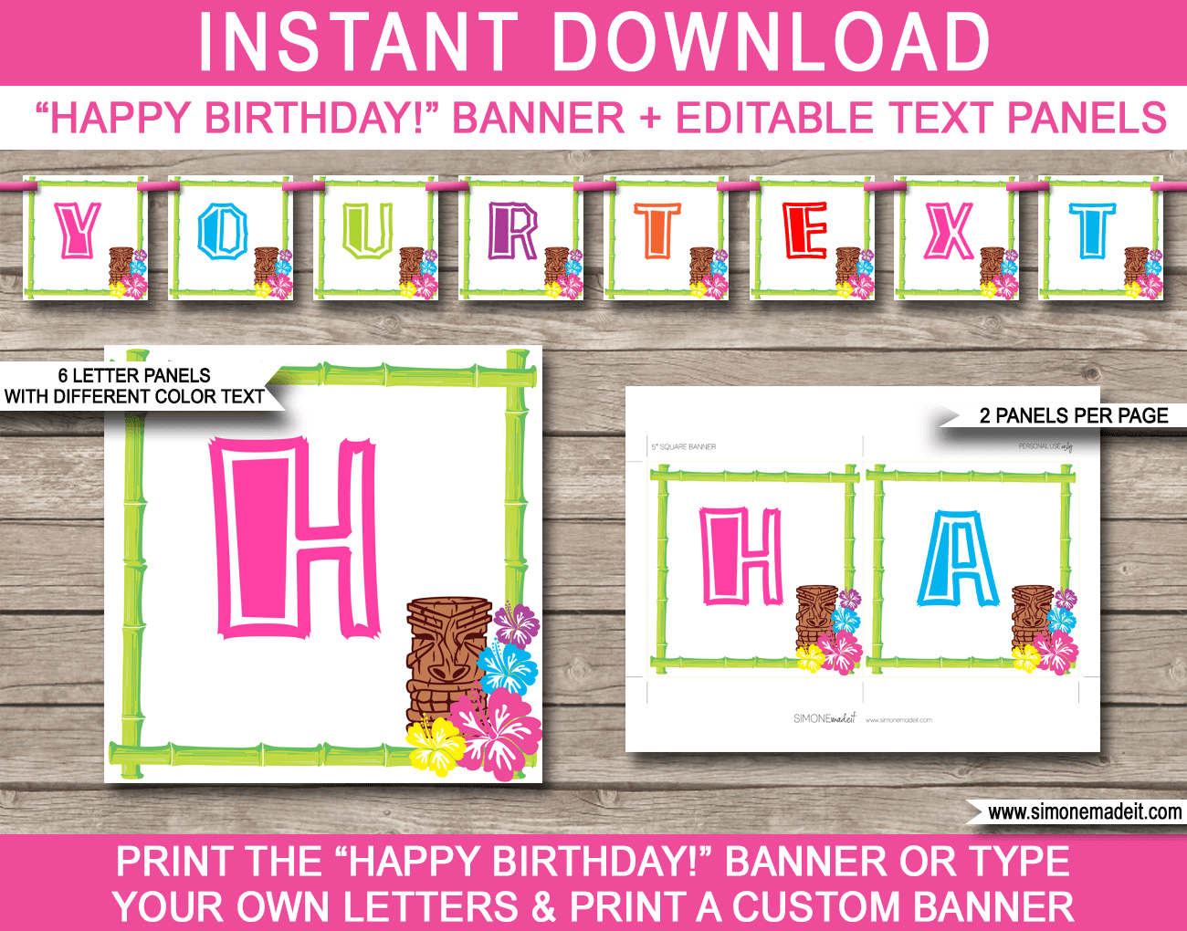 Luau Party Banner Template Throughout Diy Birthday Banner Template