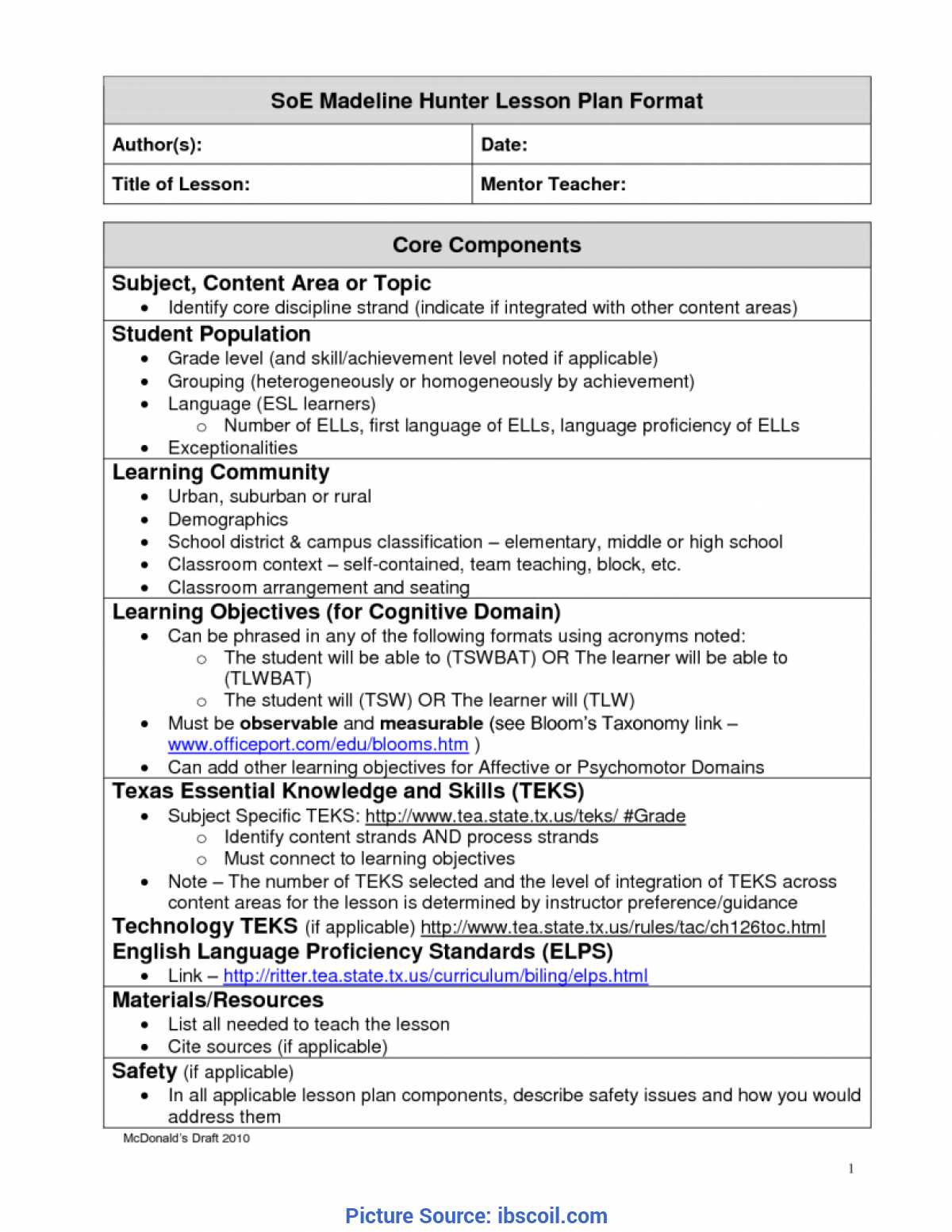 Madeline Hunter Lesson Plan Template Twiroo Com | Lesso With Madeline Hunter Lesson Plan Template Word